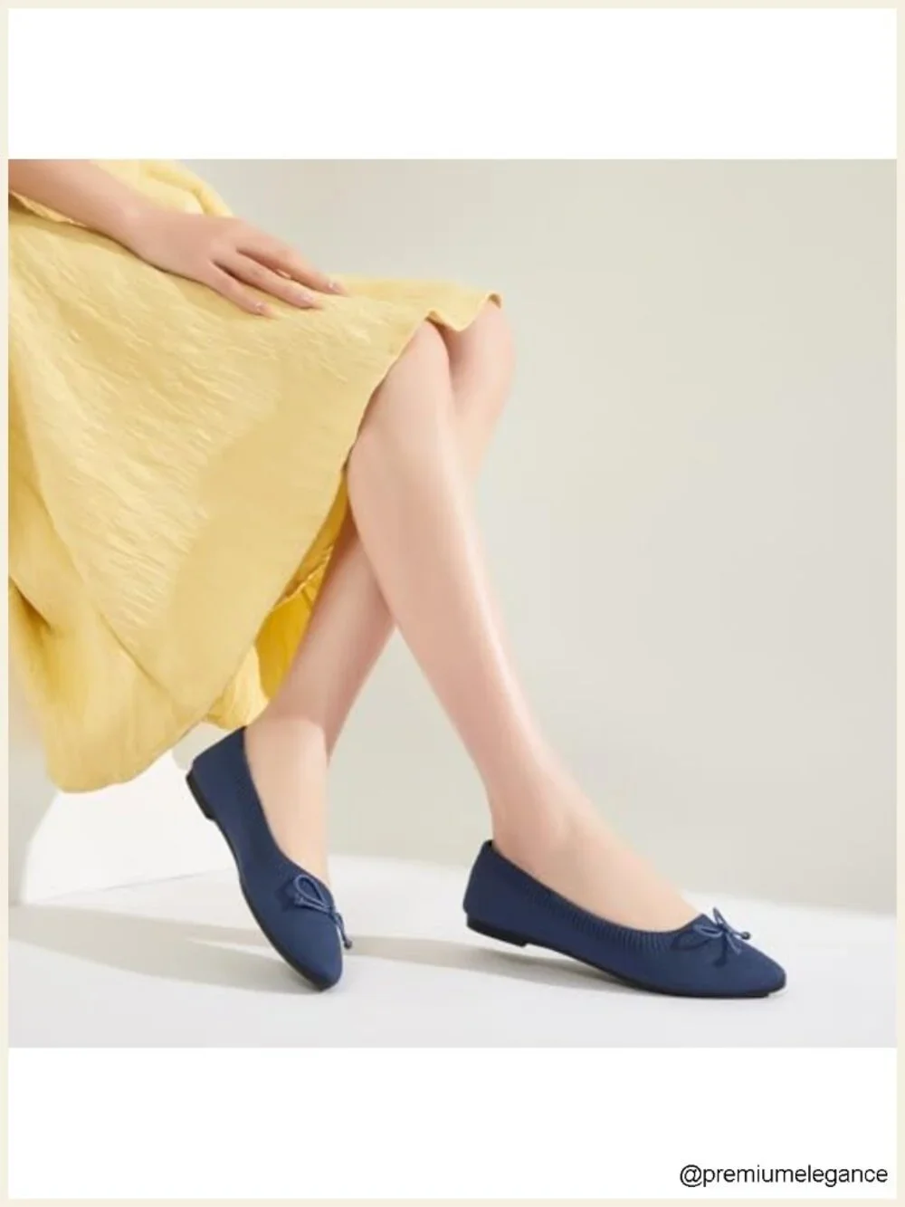 Womens Pointed Toe Ballet Flats Bow Dressy Slip On Mesh Knit Minimal Cushion